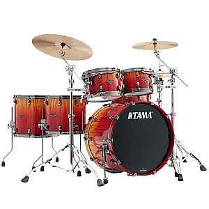 Tama Starclassic Walnut/Birch 6 Piece Limited Edition Drum Set, Vermillion Bosse Fonce Fade